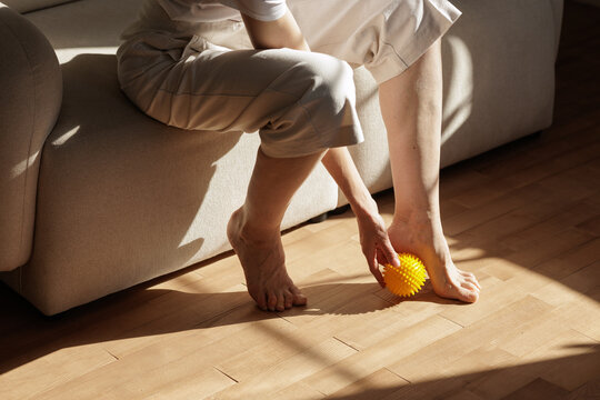 Foot Massage With Spiky Ball for At Home Mobility Exercise