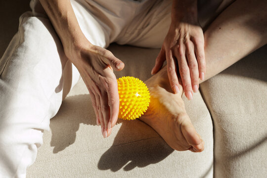 Foot Massage With Spiky Ball for Home Myofascial Release Exercise