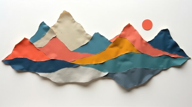 Collage de papel abstracto dispuesto como un paisaje fragmentado