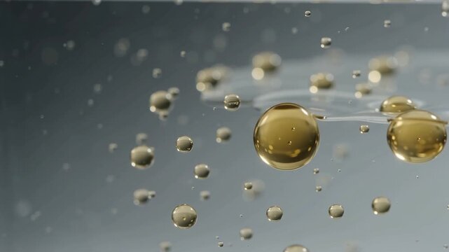 Scientist analyzing oil droplets merging in controlled water experiment with laboratory equipment