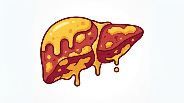 Illustration of human liver with yellow honey dripping.