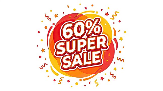 Vibrant red super sale sixty percent discount badge.