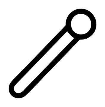 Smooth plastic styrene rod with rounded lower tip and circular knob head positioned at an angle, depicted as a minimalist black line vector icon on an isolated plain white background design