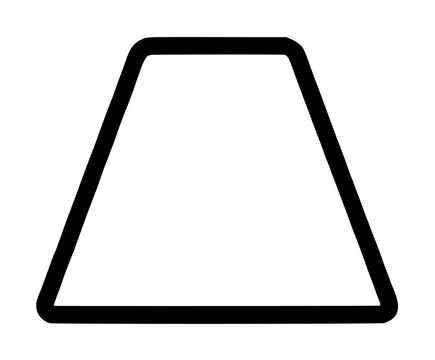 Geometric trapezoid shape representing gymnastics tumbling wedge mat with wide flat base, sloping side edges, and narrow top, bold black outline vector icon isolated on white background