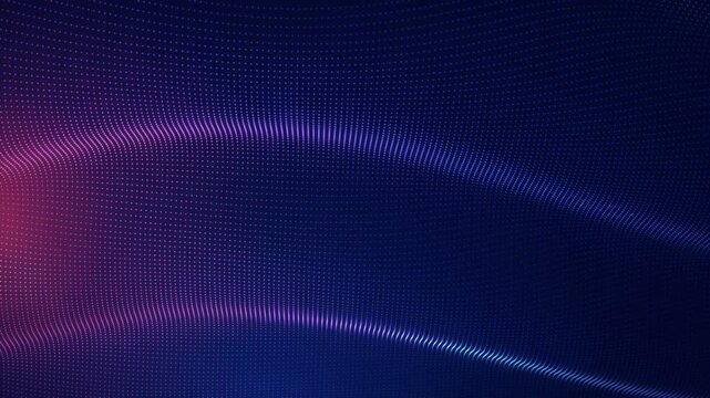Flowing particle dot wave in blue and pink gradient abstract motion background loop