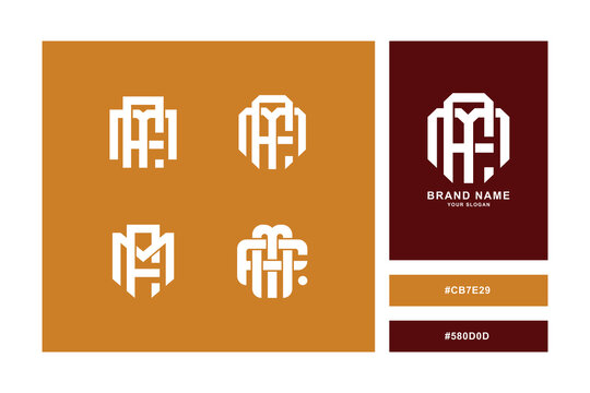 Luxury geometric monogram MF or FM marks for corporate branding and apparel design