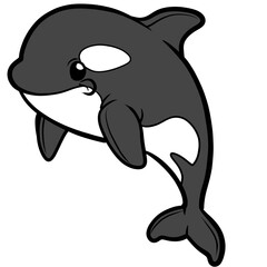 Cute cartoon killer whale orca marine mammal animal illustration isolated on transparent background © pranowo