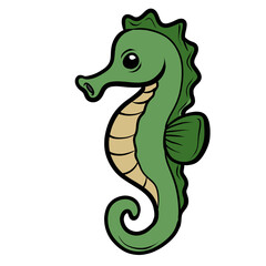 Cute cartoon green seahorse marine life ocean animal illustration isolated on transparent background © pranowo