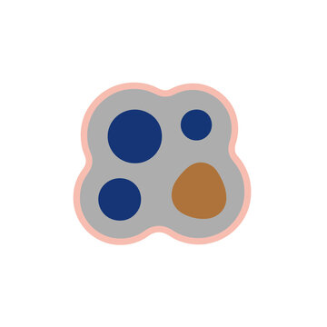 Abstract shape with circles and irregular blob