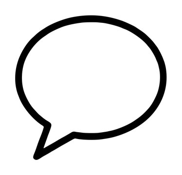 Rounded comic book speech balloon showing an integrated triangular voice pointer tail, conversational dialogue communication vector icon set cleanly on a solid plain white background