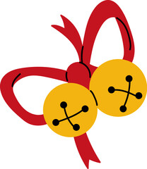 Naklejka premium Jingle Bells With Ribbon Cartoon