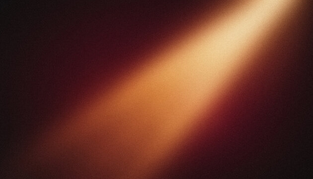 Dark luxury abstract background with glowing champagne gold spotlight beam and deep burgundy grainy noise texture