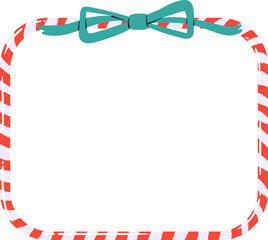 Fototapeta premium Candy Cane Frame With Bow Cartoon