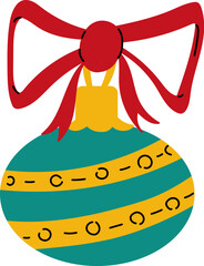 Naklejka premium Bauble With Ribbon Ornament Cartoon