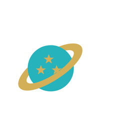 Planet with ring and stars © ai