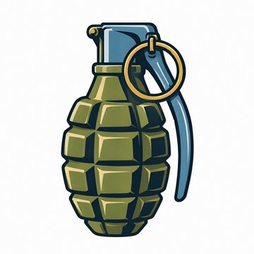 Vintage Military Hand Grenade Illustration with Safety Pin