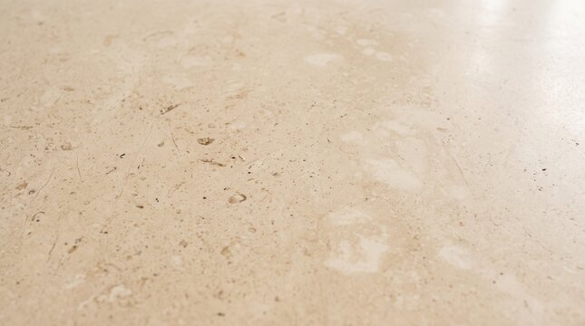 Close up of a beige travertine stone surface with natural texture and subtle veining