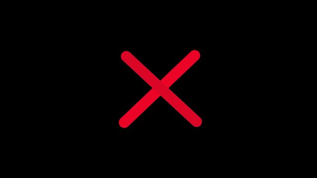 Hand-drawn red cross animation, moving line effect from the top, dark background, 4K video.