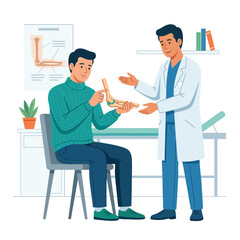 Obraz premium Doctor Explaining Elbow Anatomy Model to Patient in Clinic
