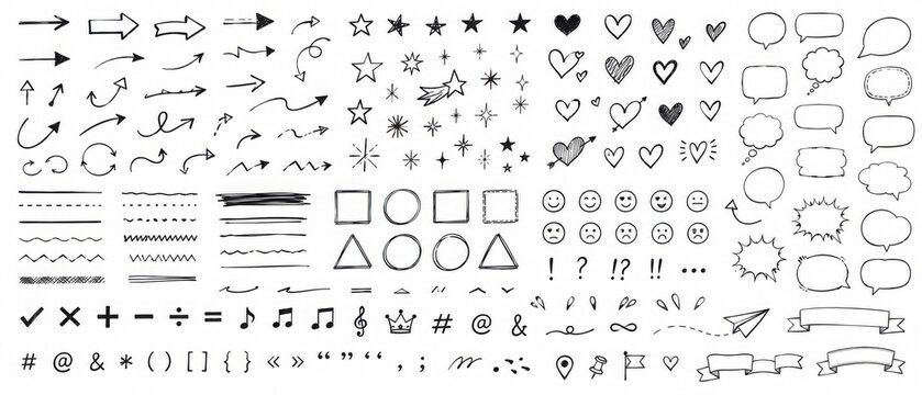 Collection hand drawn arrows. Set simple arrows isolated on white background. Arrow mark icons. Arrow paint - stock vector.