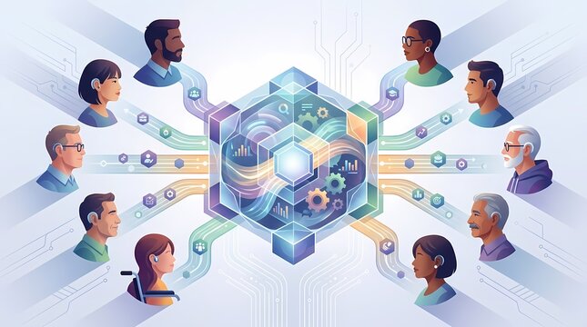Digital connectivity and human network illustration.
