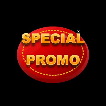 A red oval badge features 3D yellow text reading special promo on a black background.