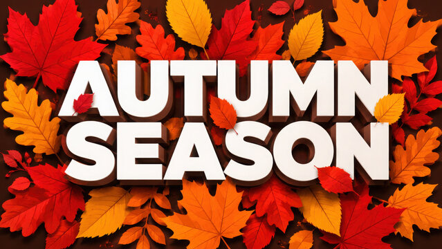 Text style effect - autumn text with maple leaves illustration