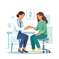 Obraz premium Doctor Examining Patient's Hand in Clinic, Medical Consultation and Healthcare Concept
