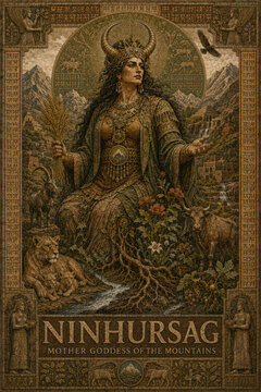 Ninhursag Mesopotamian Mother Goddess of Mountains, Fertility and Nature in Ancient Mythology Poster