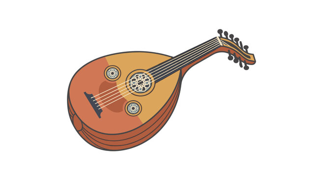 Traditional Arabic oud lute musical instrument vector illustration isolated on white background