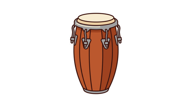 Conga drum percussion musical instrument vector illustration isolated on white