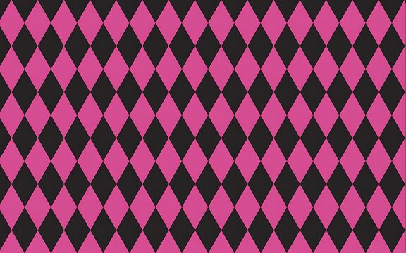 Diamonds create a vibrant pink and black checkered graphic pattern.