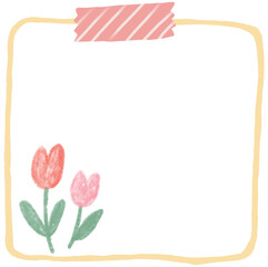 Fototapeta premium Cute Tulip Floral Memo Frame with Copy Space