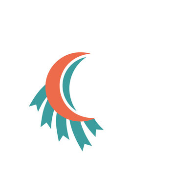Abstract crescent shape with ribbons