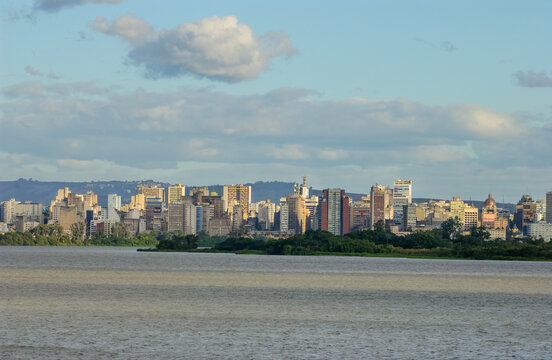 Porto Alegre Skyline Along Guaiba Waterfront Brazil April 12 2005