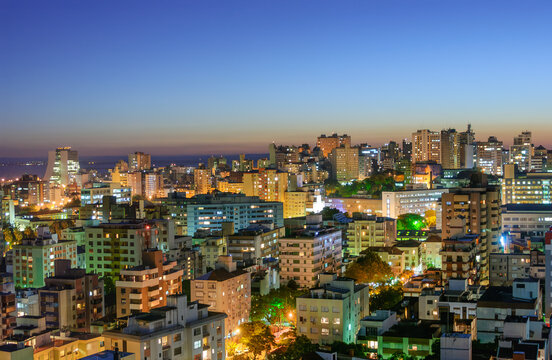 Porto Alegre City Skyline at Night Brazil April 12 2005