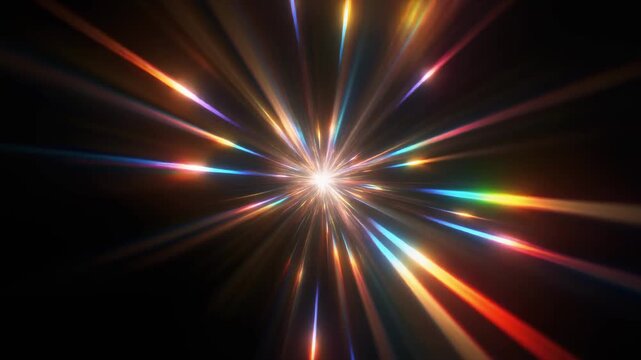 Rainbow Light Rays Bursting Toward Viewer 4K