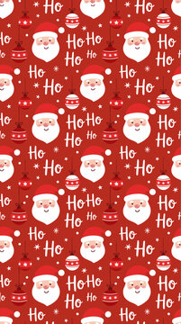 Santa Claus Christmas pattern background with Ho Ho Ho text
