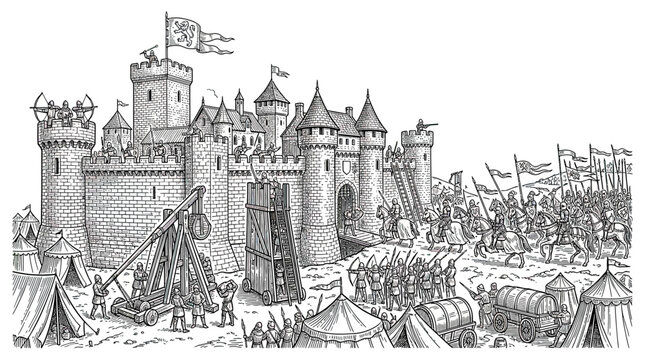 Medieval Castle Siege Illustration