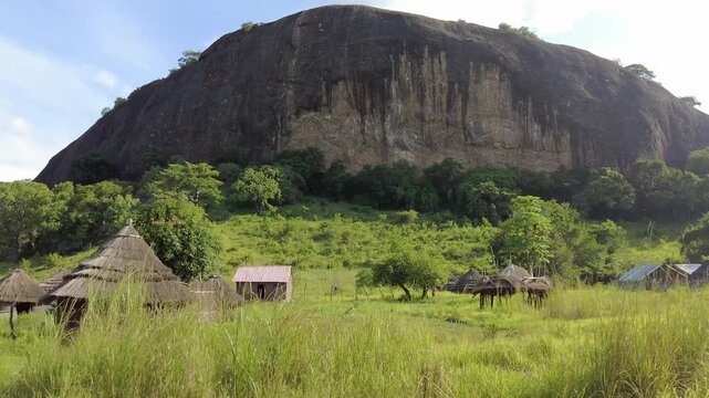 Driving through the village of Ngangala along the Juba, Torit road in South Sudan.