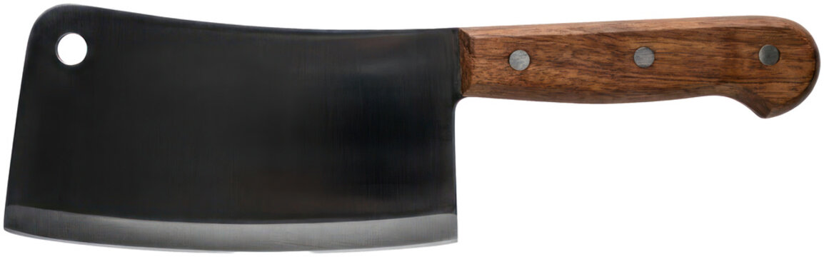Heavy duty meat cleaver isolated on black background.