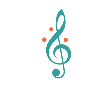 Teal treble clef with orange dots