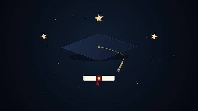 Flat Vector Animation Academic Graduation Elements with Seamless Loop, University Commencement Promo.