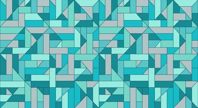 urquoise and grey geometric seamless pattern background with abstract mosaic shapes