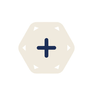 Plus symbol on hexagon shape