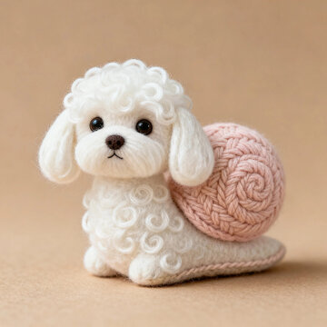 Whimsical Felt‑Craft Creature With Dog Head And Snail Shell