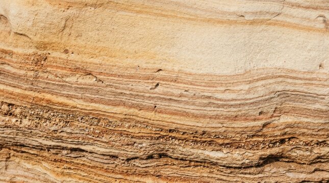 Detailed sandstone rock face texture with layered sedimentary strata and warm earth tones for geological and natural background