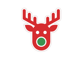 Red reindeer face with green nose and white eyes © nona