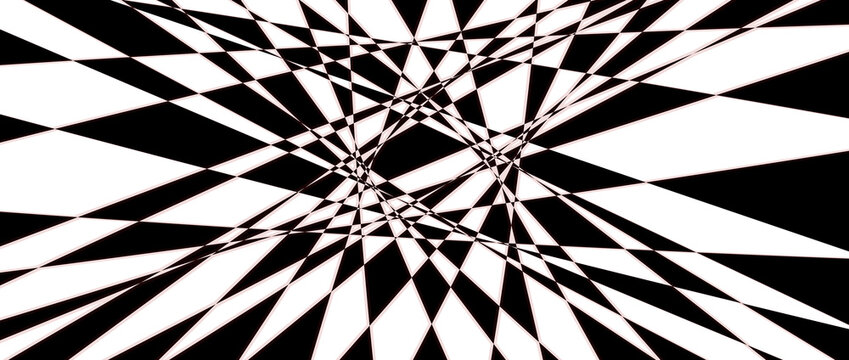 Abstract black and white geometric starburst pattern with sharp lines