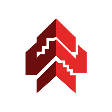 Abstract geometric stairs logo
